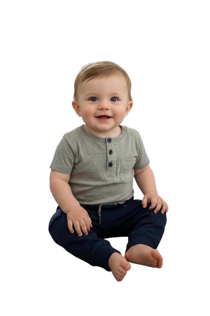 Tommy Bahama Baby 2 piece set Gray Tee and Blue Joggers Size 12M